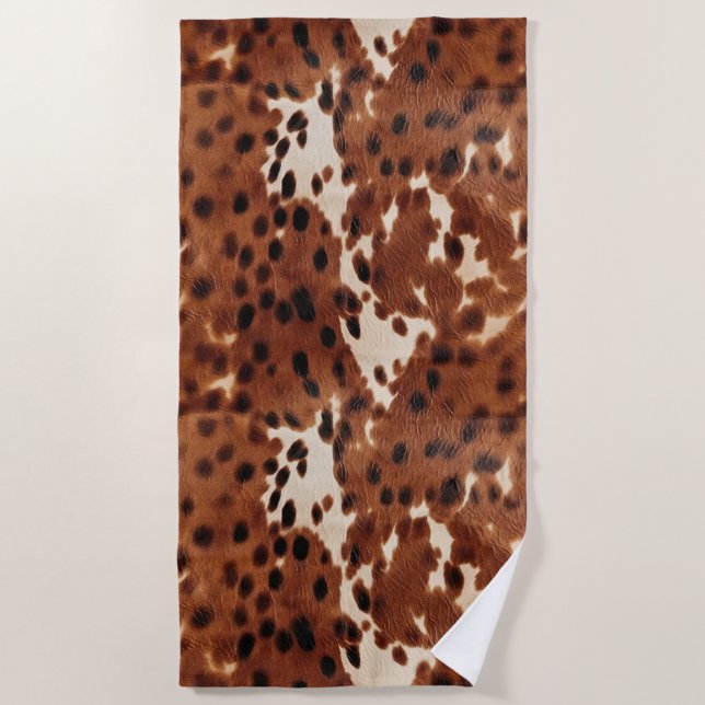 Western Brown Black Cowboy Cowhide Strandtuch (Vorderseite)