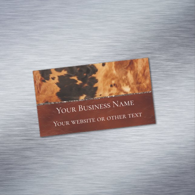 Western Brown Black Cowhide Magnetische Visitenkarte (Beispiel)