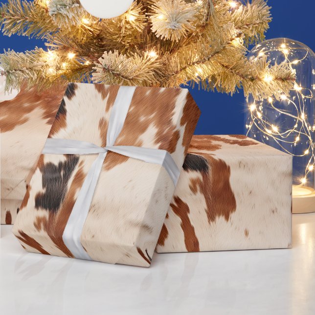 Western Brown Black Ivory Cowhide Geschenkpapier (Feiertage)