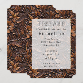 Western Brown Cowgirl Bohemisch Floral Einladung