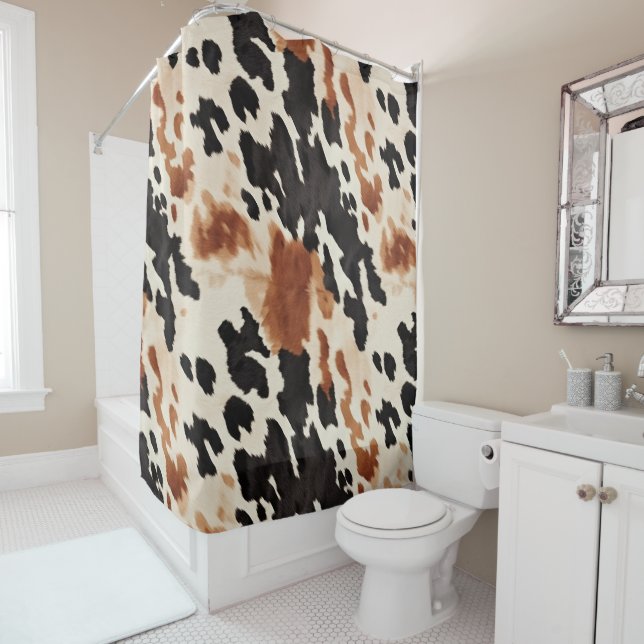 Western Brown Cream Animal Cowhid Duschvorhang (Beispiel)