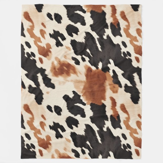 Western Brown Cream Animal Cowhid Fleecedecke (Vorderseite)