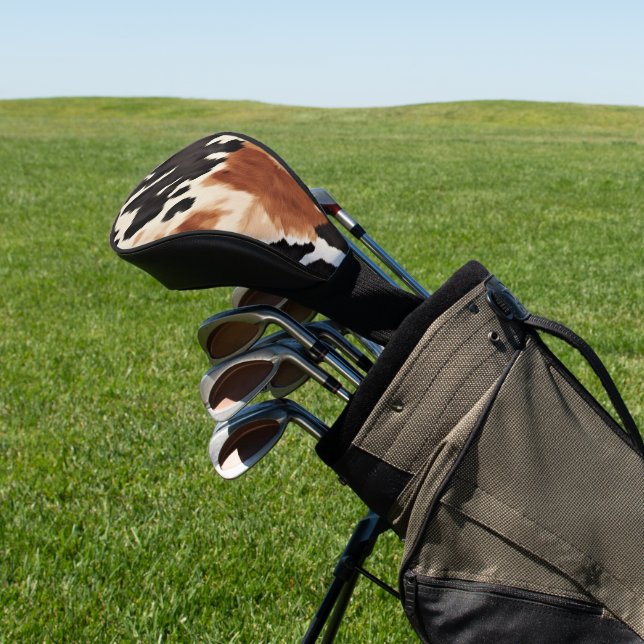 Western Brown Cream Animal Cowhid Golf Headcover (In SItu)