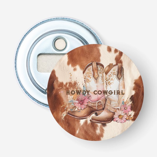 Western Brown Cream Cowboy Boots Flaschenöffner (Vorderseite)