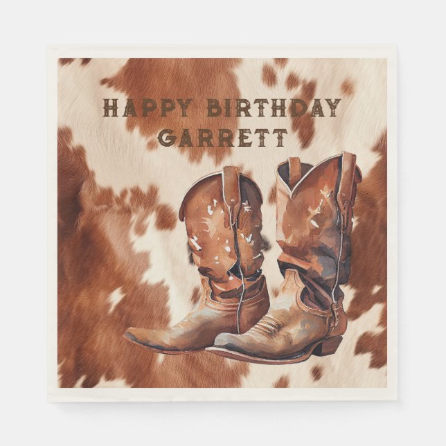 Western Brown Cream Cowboy Boots Serviette (Vorderseite)