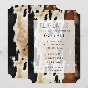 Western Brown Cream Cowhide Cowboy Cowgirl Einladung