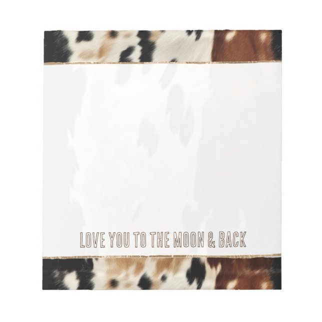 Western Brown Cream Cowhide Notizblock (Vorderseite)