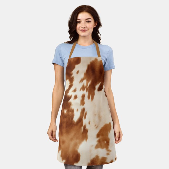 Western Brown Cream Cowhide Schürze (Getragen)