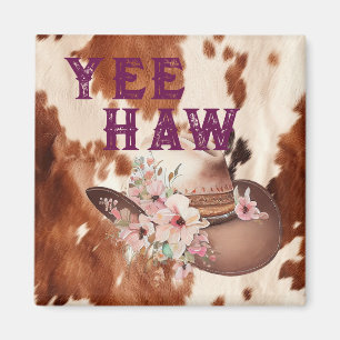 Western Brown Cream Floral Cowgirl Hut Magnet