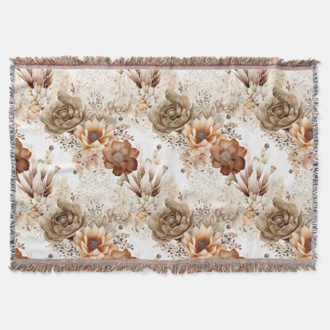 Western Brown Cream Southwest Floral Decke (Vorderseite)