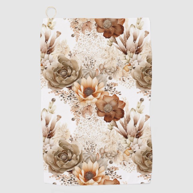 Western Brown Cream Southwest Floral Golfhandtuch (Vorderseite)