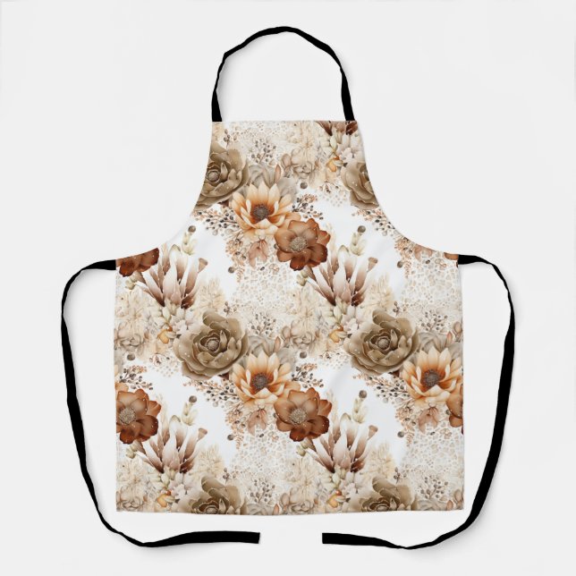 Western Brown Cream Southwest Floral Schürze (Vorderseite)