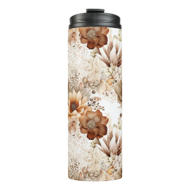 Western Brown Cream Southwest Floral Thermosbecher (Vorderseite)