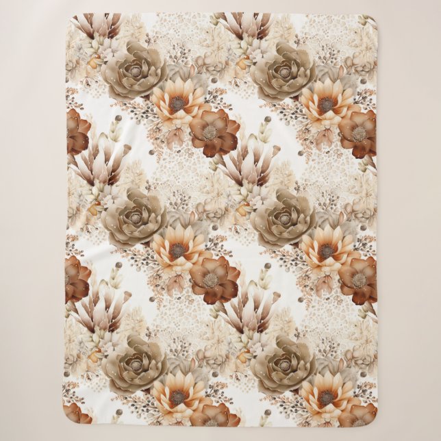 Western Brown Cream Südwest Floral Sherpadecke (Vorderseite)