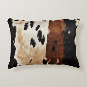 Western Brown Creme Cowhide Tier Dekokissen