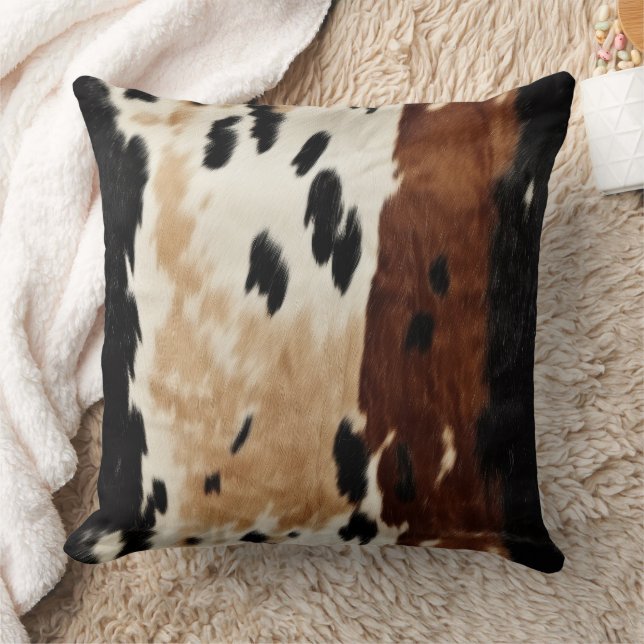 Western Brown Creme Cowhide Tier Kissen (Decke)
