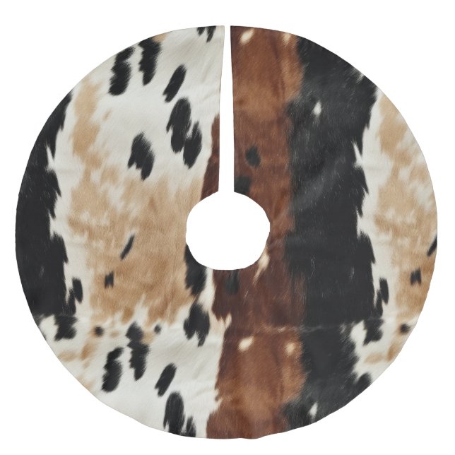 Western Brown Creme Cowhide Tier Polyester Weihnachtsbaumdecke (Vorderseite)