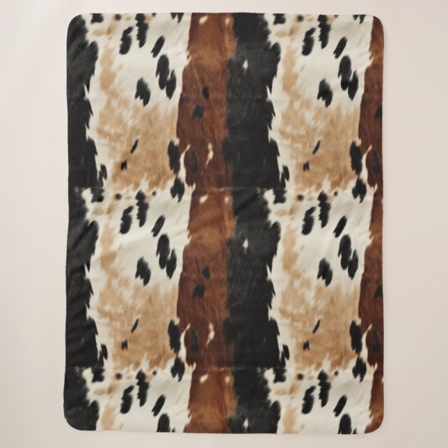 Western Brown Creme Cowhide Tier Sherpadecke (Vorderseite)