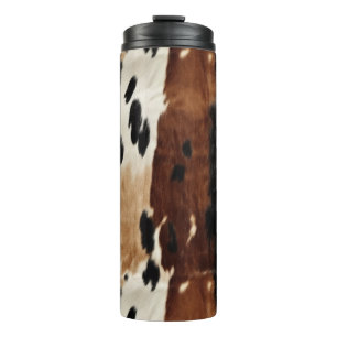 Western Brown Creme Cowhide Tier Thermosbecher