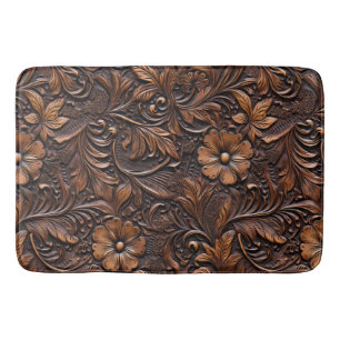 Western Brown Floral Imitate Leather Badematte