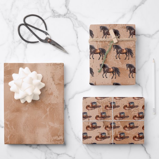 Western Brown Geschenkpapier Set (Vorderseite)