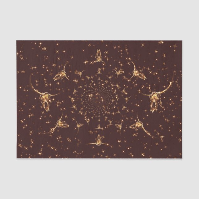 Western Brown Gold Girl Glitzer Skull Seidenpapier (Vorderseite)