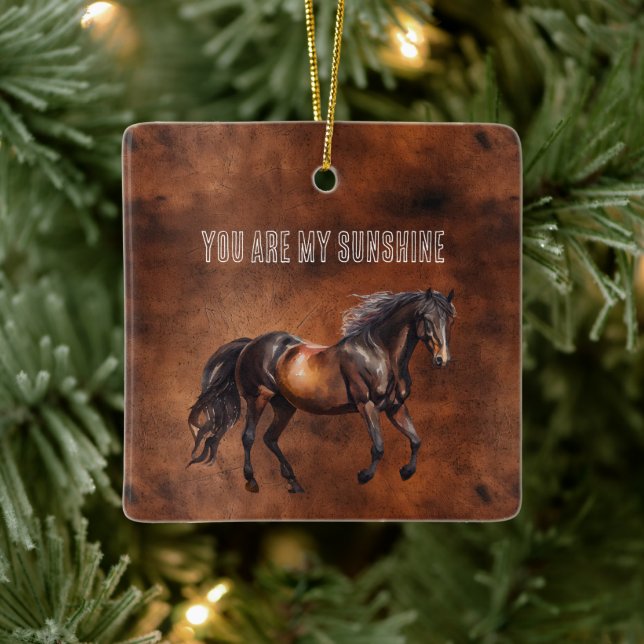 Western Brown Horse Cowboy Cowgirl Keramikornament (Baum)