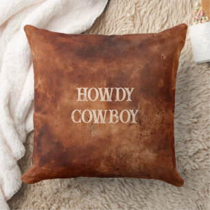 Western Brown Howdy Cowboy Brown Kissen