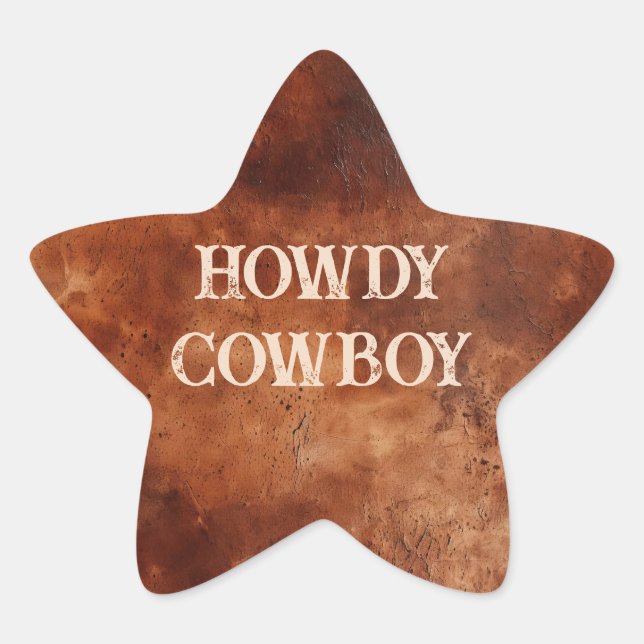Western Brown Howdy Cowboy Brown Stern-Aufkleber (Vorderseite)