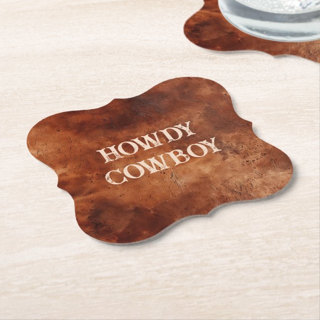 Western Brown Howdy Cowboy Brown Untersetzer (angewinkelt)