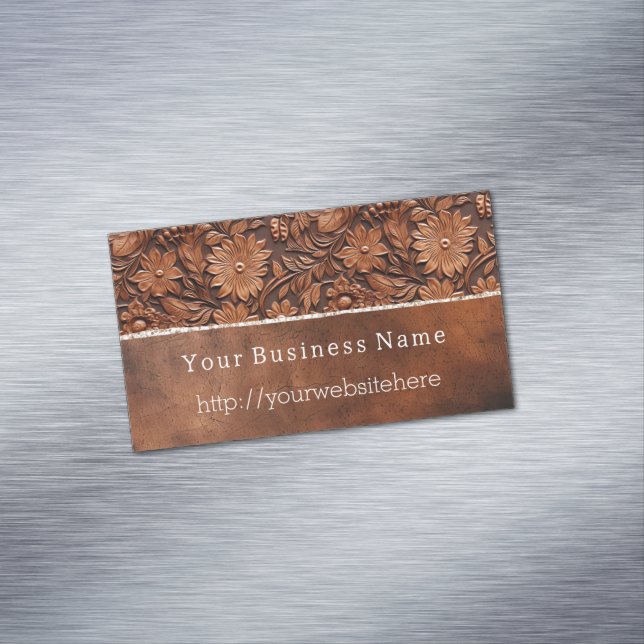 Western Brown Imitats Leather Magnetische Visitenkarte (Beispiel)