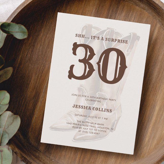 Western Brown Rustic Country 30th Birthday Party Einladung (Western Brown Rustic Country 30th Birthday Party Invitation)