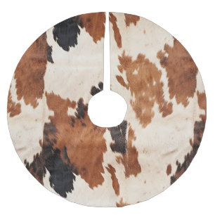 Western Brown Schwarz-weiß Cowhide Polyester Weihnachtsbaumdecke