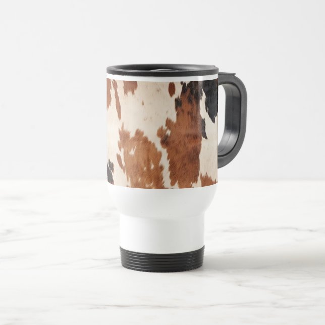 Western Brown Schwarz-weiß Cowhide Reisebecher (VorderseiteRechts)