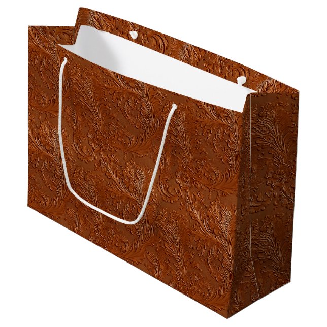 Western Brown Tan Bohemisch Art Große Geschenktüte (Vorderseite Schrägansicht)