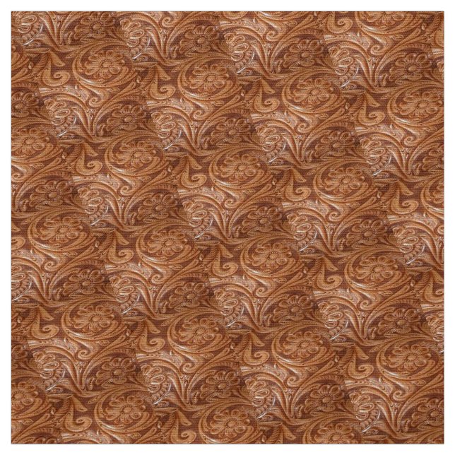 Western Brown Tooling Leather Look Stoff (Muster)