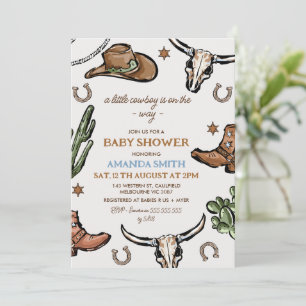 Western Brown Western Cowboy Babydusche Einladung