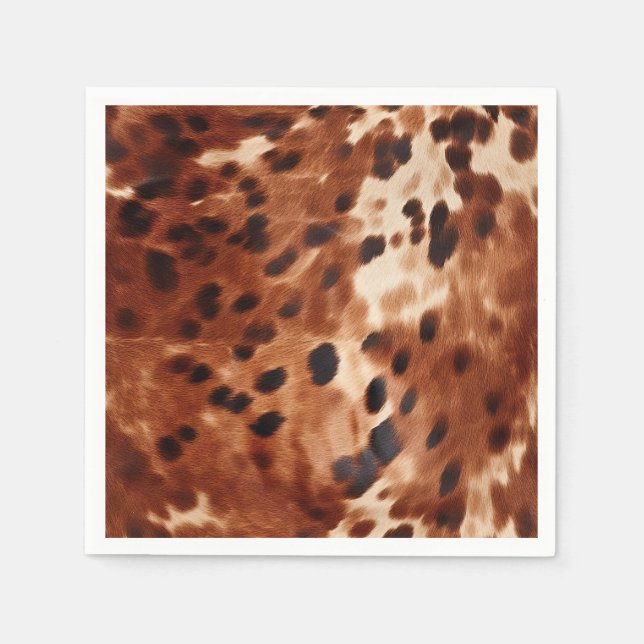 Western Brown White Black Animal Cowhid Serviette (Vorderseite)