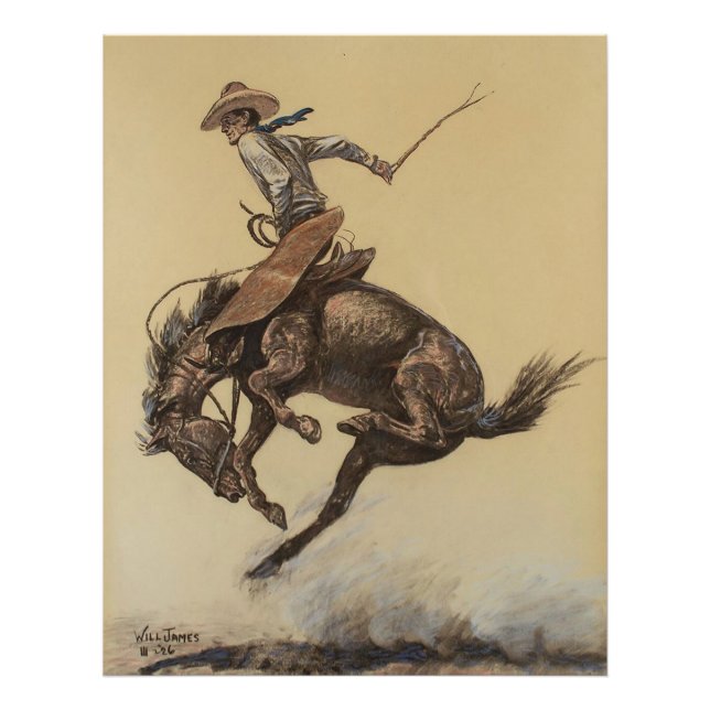 Western "Bucking Horse" von Will James Fotodruck (Vorne)