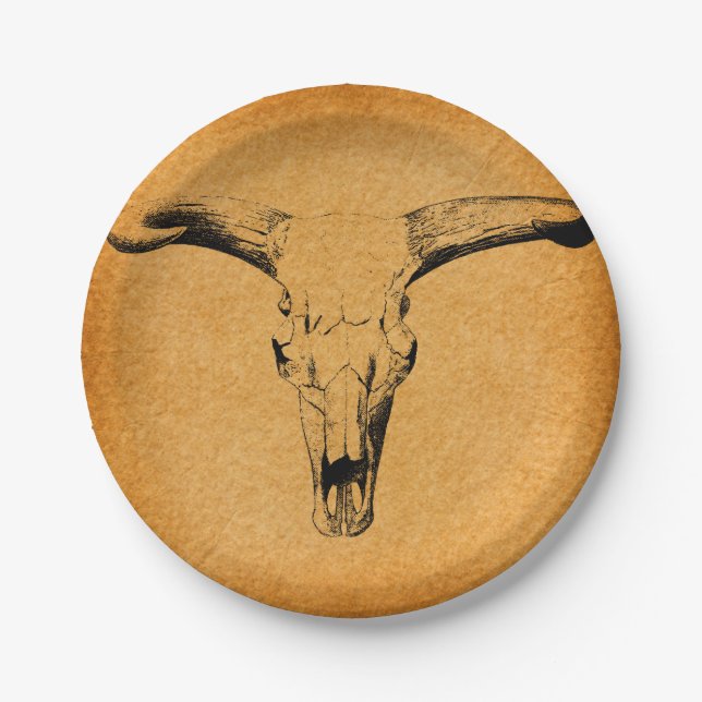 Western Bull Horns Pappteller (Vorderseite)