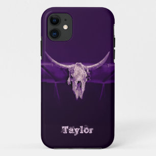Western Bull Skull Lila Alte Rustikale Case-Mate iPhone Hülle