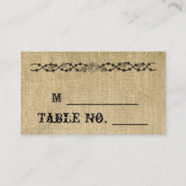Western Burlap Mariage Cartes de Place