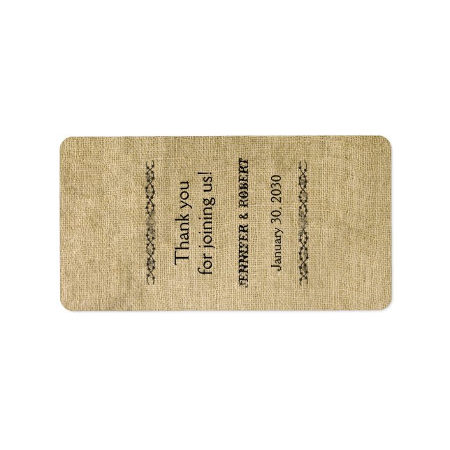 Western Burlap Wedding Lip Balm Label Adressaufkleber (Vorne)