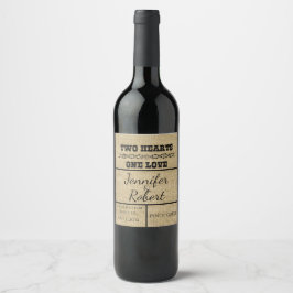 Western Burlap Wedding Wine Label Weinetikett
