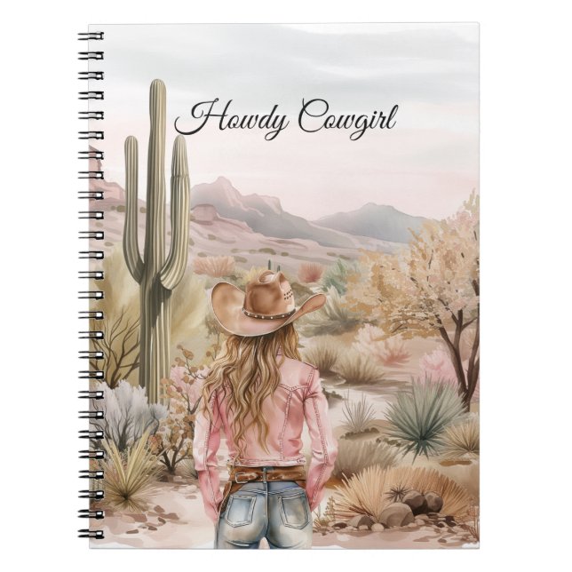 Western Cactus Desert Cowgirl Hat Notizblock (Vorderseite)