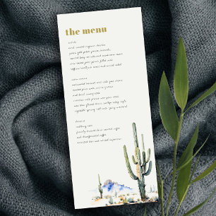 Western Cactus Desert Landscape Wedding Menu Card Einladung