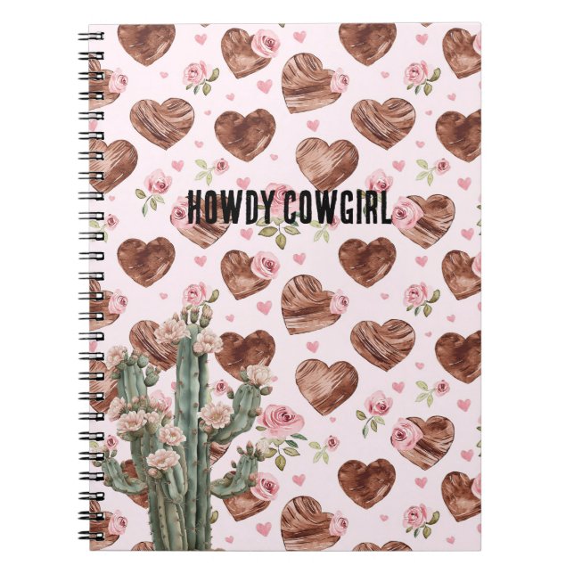 Western Cactus Pink Floral Hearts Notizblock (Vorderseite)