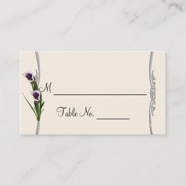 Western Calla Lily Posh Mariage Cartes de Place (Devant)
