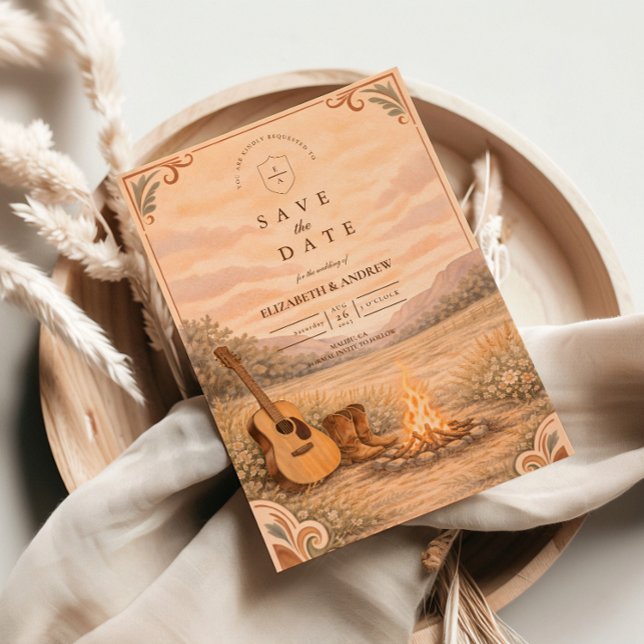 Western Campfire Guitar Meadow Wedding Save The Date (Von Creator hochgeladen)