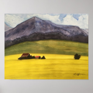 Western Canada Prairies - WATERCOLOR Poster